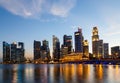 Buildings in Singapore city in night scene background Royalty Free Stock Photo
