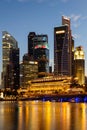 Buildings in Singapore city in night scene background Royalty Free Stock Photo