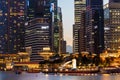 Buildings in Singapore city in night scene background Royalty Free Stock Photo