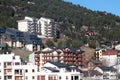 Buildings in ski resort of Les Angles in Pyrenees orientales Royalty Free Stock Photo