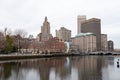 Downtown Providence Rhode Island Skyline along the Providence River Royalty Free Stock Photo