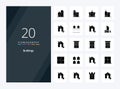 20 Buildings Solid Glyph icon for presentation