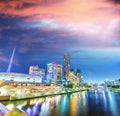 Buildings of Southbank at night, Melbourne - Australia Royalty Free Stock Photo