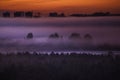 Early foggy morning over the city of Minsk