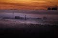 Early foggy morning over the city of Minsk