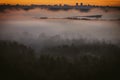 Early foggy morning over the city of Minsk