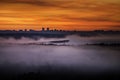 Early foggy morning over the city of Minsk