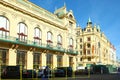 Buildings and street with scanner frames on cars and people. Machine learning