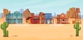 Buildings in the style of the wild west. Old wooden houses of different types in the wild west. Living and daily life of Royalty Free Stock Photo
