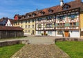 Buildings of the Swiss town of Bremgarten Royalty Free Stock Photo