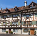 Buildings of the Swiss town of Bremgarten Royalty Free Stock Photo