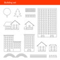 Buildings thin icons. Vector line of