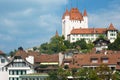 Buildings of Thun under cloudy sky Royalty Free Stock Photo