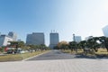 Buildings in Tokyo with autumn leaves Royalty Free Stock Photo