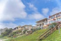 Buildings on top of a grassy slope at Carlsbad in San Diego, California Royalty Free Stock Photo