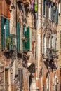 Buildings with traditional Venetian windows in Venice, Italy Royalty Free Stock Photo