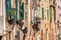 Buildings with traditional Venetian windows in Venice, Italy Royalty Free Stock Photo