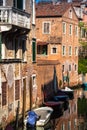 Buildings with traditional Venetian windows in Venice, Italy Royalty Free Stock Photo