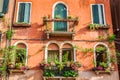 Buildings with traditional Venetian windows in Venice, Italy Royalty Free Stock Photo