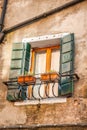 Buildings with traditional Venetian windows in Venice, Italy Royalty Free Stock Photo