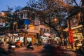 buildings and traffic at evening in Hanoi, Vietnam Royalty Free Stock Photo