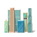 Buildings vector illustration, modern city building downtown flat style