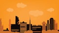 buildings vector illustration sunset in the city. Royalty Free Stock Photo