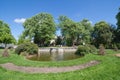 Buildings in Viersen at the pond in the old city garden Royalty Free Stock Photo