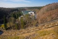 Buildings of the Walloon water company next to the lake and dam of Eupen