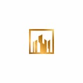 Builidng Gold Logo Design. Town Logo Royalty Free Stock Photo