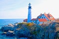Cape Neddick Lighthouse Maine Royalty Free Stock Photo