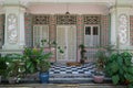 Facade of a conserved terrace house in Chinese Baroque style with neo-classical & Peranakan designs, Petain Road, Singapore