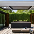 6 A built-in outdoor sound system with speakers discreetly placed throughout the outdoor space5, Generative AI
