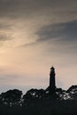 Pensacola Lighthouse at dusk with vivid skies