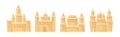 Built Sand Castle with Towers and Castellation Wall Vector Set Royalty Free Stock Photo