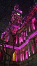 Sydney Town Hall is located in historical center and can boast colourful illumination after the sunset. Royalty Free Stock Photo