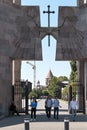 Armenia, Echmiadzin, September 2021. Fragment of the new entrance gate to the monastery. Royalty Free Stock Photo