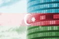 Buisness tower concept with blending Azerbaijan flag