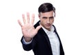 Buisnessman making stop gesture Royalty Free Stock Photo