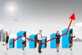 Buisnesspeople with growth graph Royalty Free Stock Photo