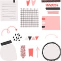 Bullet journal or planner digital stickers and papers set Royalty Free Stock Photo