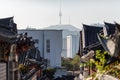 Bukchon Hanok village old traditional Korean architecture district and famous tourist destination in Seoul South Korea Royalty Free Stock Photo