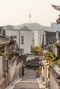 Bukchon Hanok village old traditional Korean architecture district and famous tourist destination in Seoul South Korea Royalty Free Stock Photo