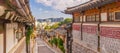 Bukchon Hanok Village with Seoul city skyline, cityscape South Korea