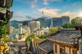 Bukchon Hanok Village with Seoul city skyline, cityscape of South Korea