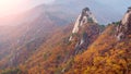 Bukhansan mountains in autumn in Korea. Royalty Free Stock Photo