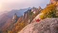 Bukhansan mountains in autumn,Seoul in South Korea Royalty Free Stock Photo