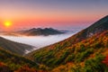 Bukhansan mountains is covered by morning fog Royalty Free Stock Photo