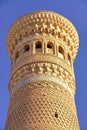 BUKHARA, UZBEKISTAN: Architectural detail of the Poy Kalon minaret