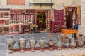 BUKHARA, UZBEKISTAN - MAY 2, 2018: Souvenir stall at the Toqi Sarrofon Bazaar in the center of Bukhara, Uzbekist